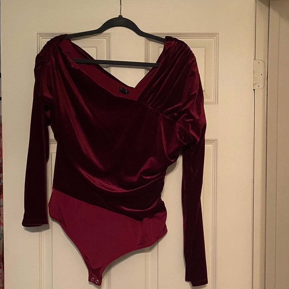 Express Burgundy Velvet Bodysuit